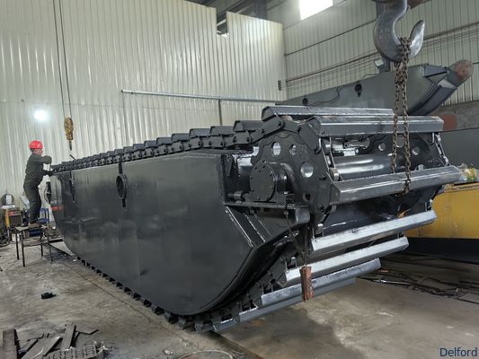 Defeng CUSTOMIZED AMPHIBIOUS EXCAVATOR TRACK PONTOON FLOATING TRACK With hydraulic piles USED FOR DX225 DH225 20 TONS EXCAVATORS
