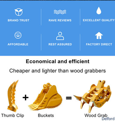 Mini Excavator Hydraulic Power Thumb Bucket Attachment Q345B Steel Excavator Parts