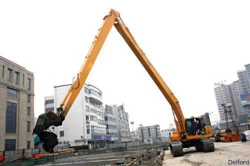 Customized  Excavator 3 Stage Long Reach Demolition Boom Arm Extension Attachment Supplier