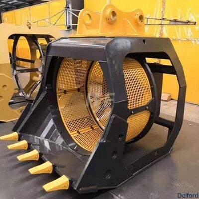 Hydraulic Rotary Screening Bucket Fine Sieve Excavator Bucket Material Processing Sorting Attachment for Construction Supplier