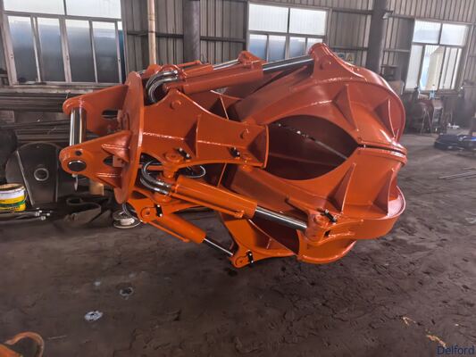 Electro-Hydraulic Multi-Petal Orange Peel Grapple, Rotary Motorized Scrap Grab for Crane Handling Waste Steel Bulk Materials