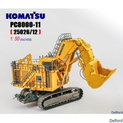 Komatsu PC8000-6 Bergbau-Backhoe Bagger Skala Modell Weiße Sammler-Edition Druckguss Nr. 25026