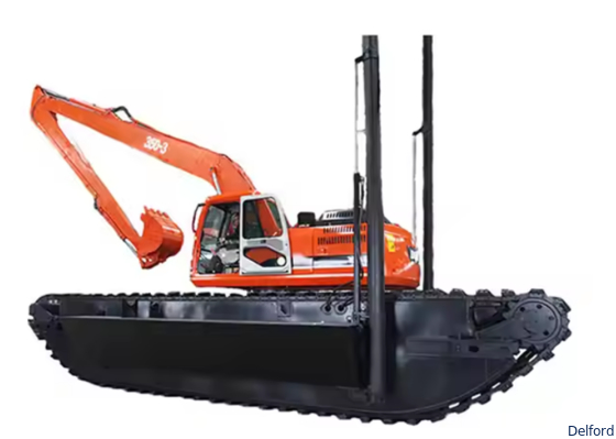 Factory Customized  Floating Track Pontoon For Excavator Model 6-30 Tons With Hydraulic Positioning Pile