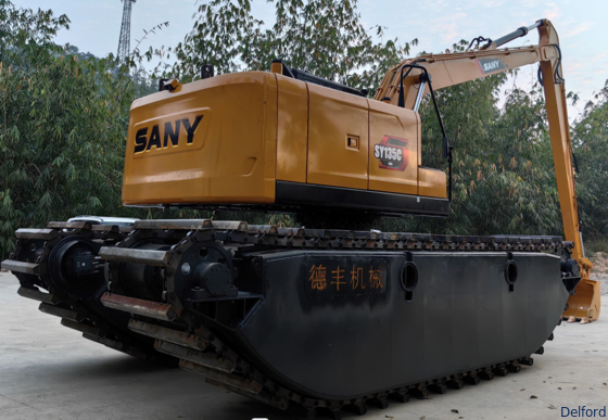 Amphibious Track Excavator Pontoon With  Q355B Material Used For Excavating Machine